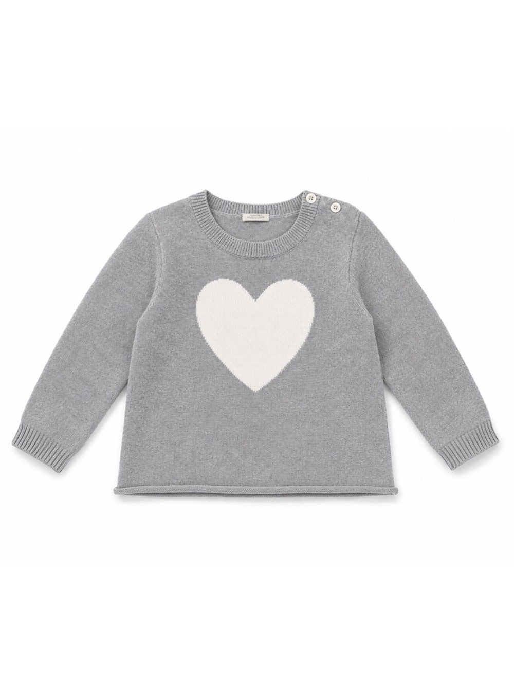 New - Nordstrom Grey Heart Knit Pullover Sweater | 18 Months | 100% Cotton
